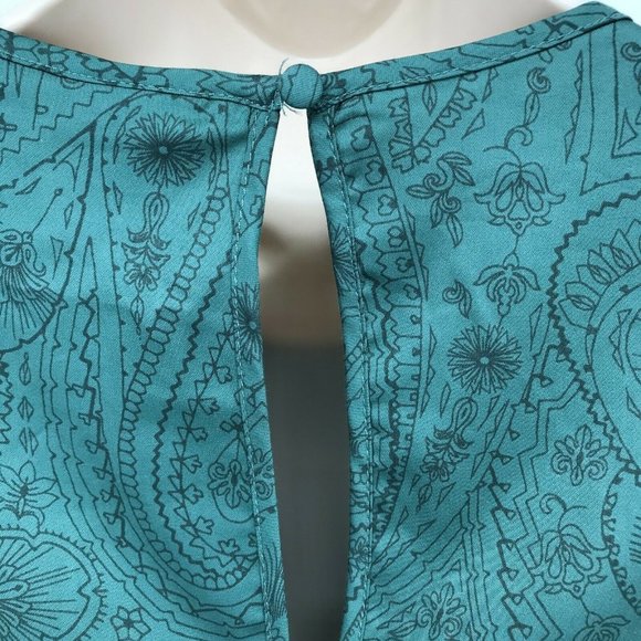 A New Day Women's Puff Sleeve Round Neck Paisley Green Blouse Top Choose S or M - Picture 4 of 13